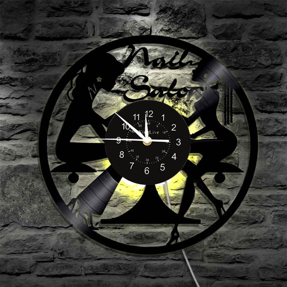 Nail Salon Beauty Led Vinyl Record Clock