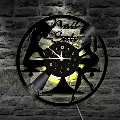 Nail Salon Beauty Led Vinyl Record Clock