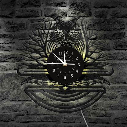 LED Vinyl Wall Clock | Owl | 12'' | 0162WPB