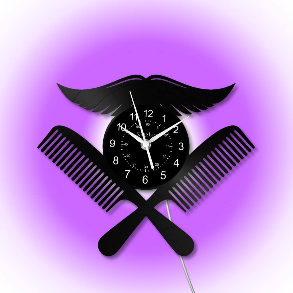 LED Vinyl Wall Clock | Barbershop | 12'' | 0227WPB
