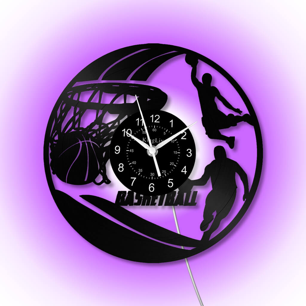 LED Vinyl Wall Clock | Basketball | 12'' | 0268WPB