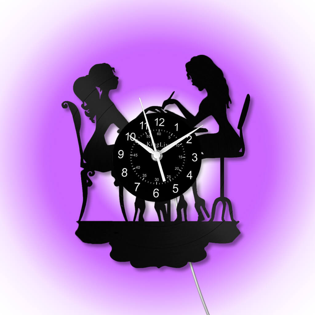 LED Vinyl Wall Clock | Nail Salon | Barber Shop | 12''