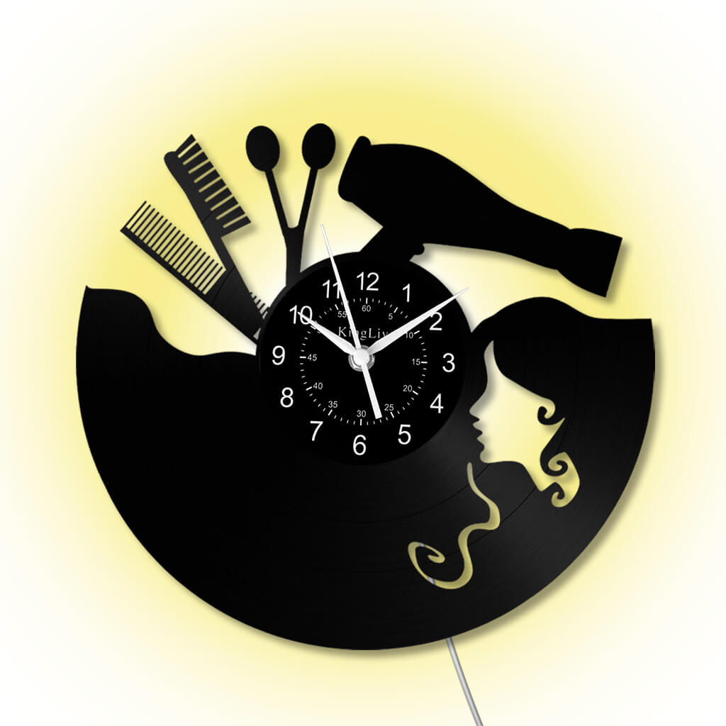 LED Vinyl Wall Clock | Nail Salon | Barber Shop | 12''
