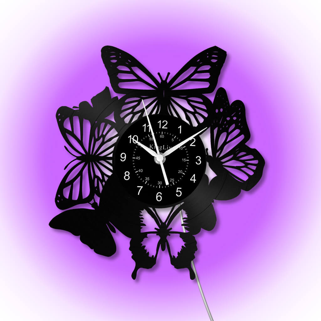 LED Vinyl Wall Clock | Butterfly | 12'' | 0246WPB