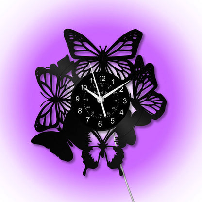 LED Vinyl Wall Clock | Butterfly | 12'' | 0246WPB
