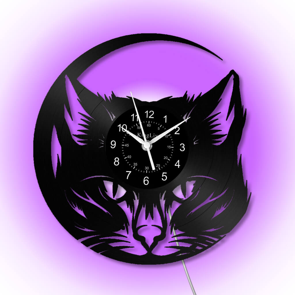 LED Vinyl Wall Clock | Cat | 12'' | 0138WPB