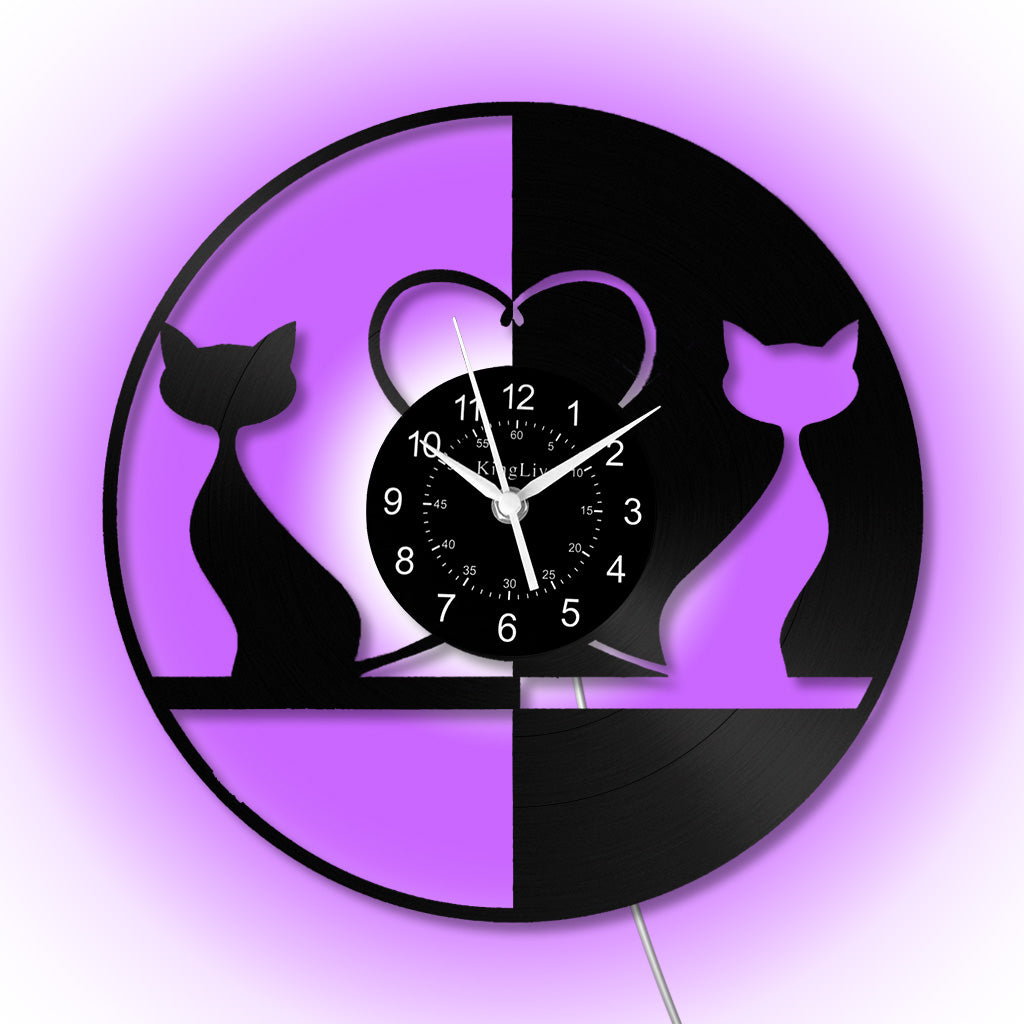 LED Vinyl Wall Clock | Cat | 12'' | 0170WPB