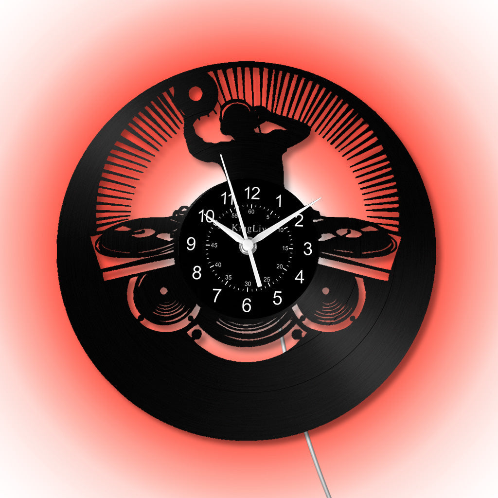 LED Vinyl Wall Clock | Custom DJ Name | 12''