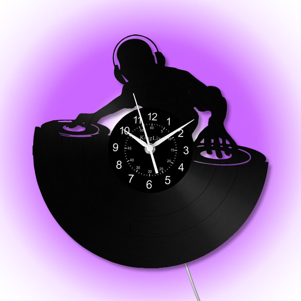 LED Vinyl Wall Clock | Custom DJ Name | 12''
