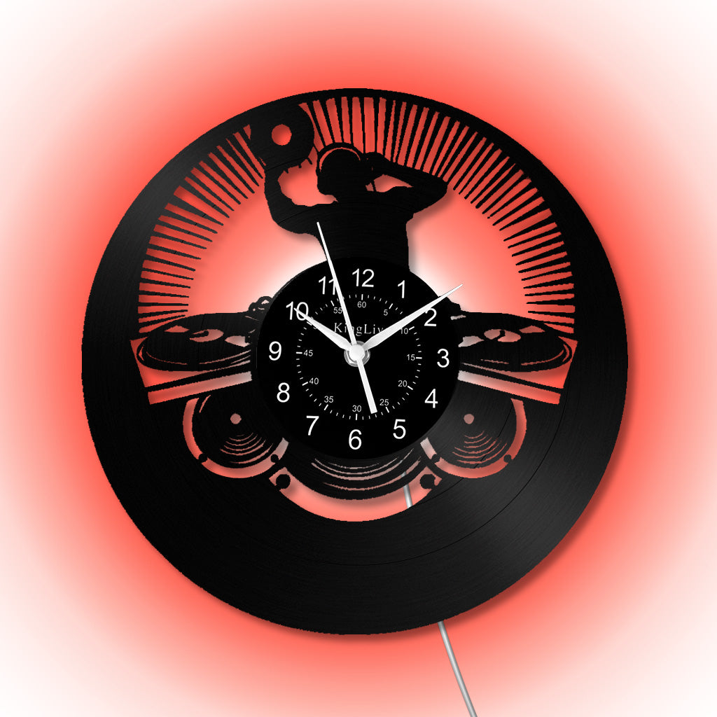 LED Vinyl Wall Clock | Custom DJ Name | 12''