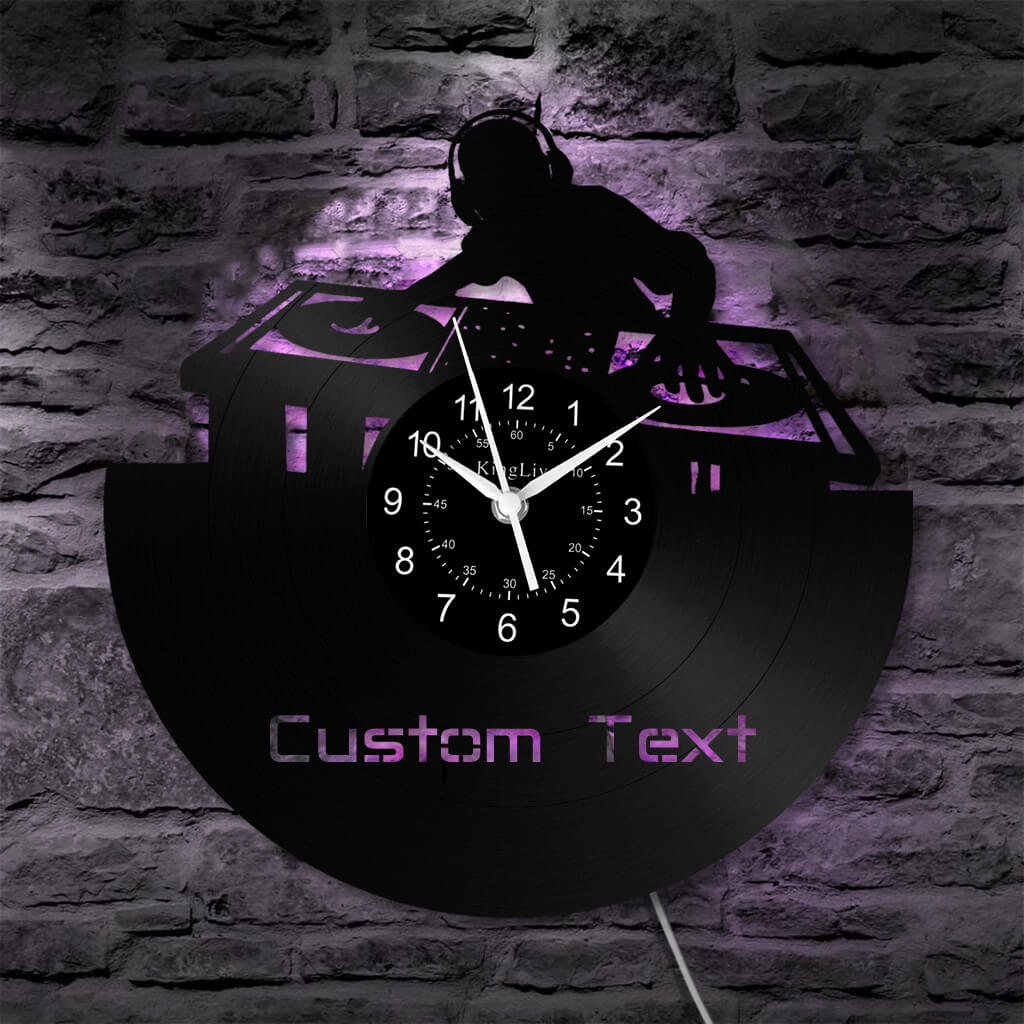 LED Vinyl Wall Clock | Custom DJ Name | 12''