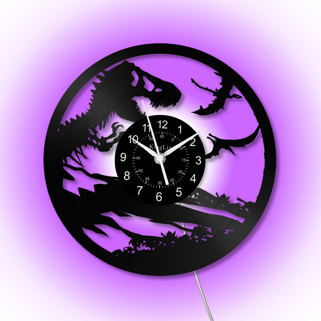 LED Vinyl Wall Clock | Dinosaur | 12'' | 0158WPB