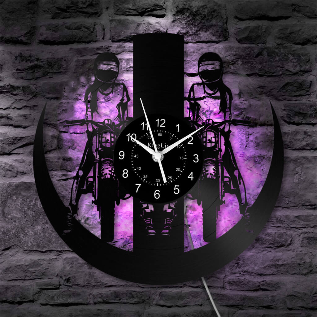 LED Vinyl Wall Clock | Dirt Bike Motocross | 12'' | 0327WPB
