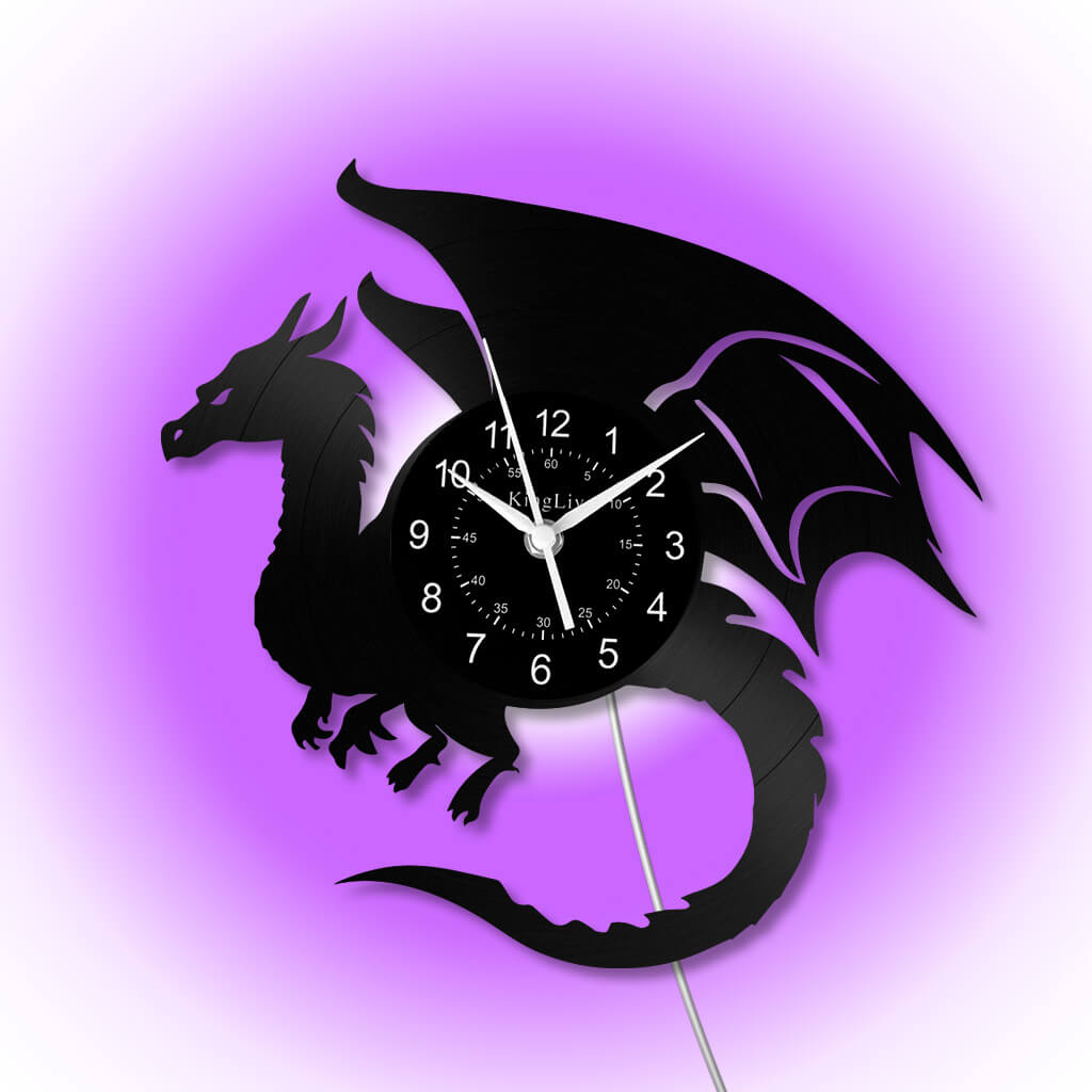 LED Vinyl Wall Clock | Dragon | 12'' | 0187WPB