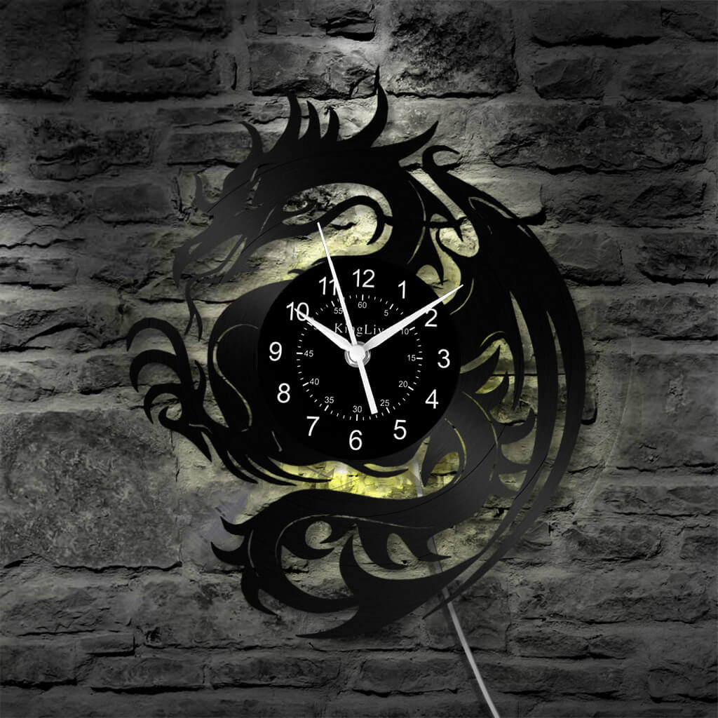 LED Vinyl Wall Clock | Dragon | 12''