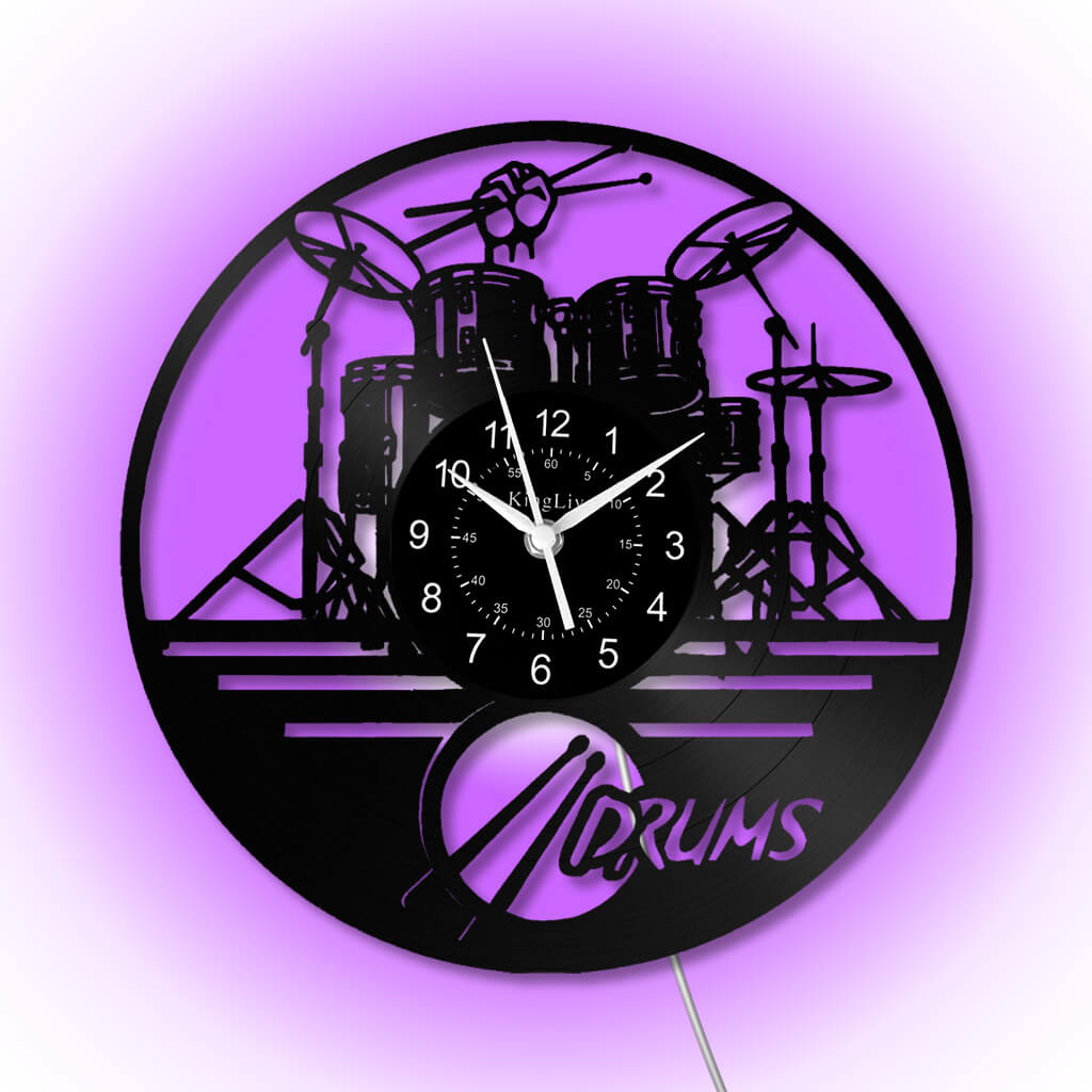 LED Vinyl Wall Clock | Drum | 0117WPB