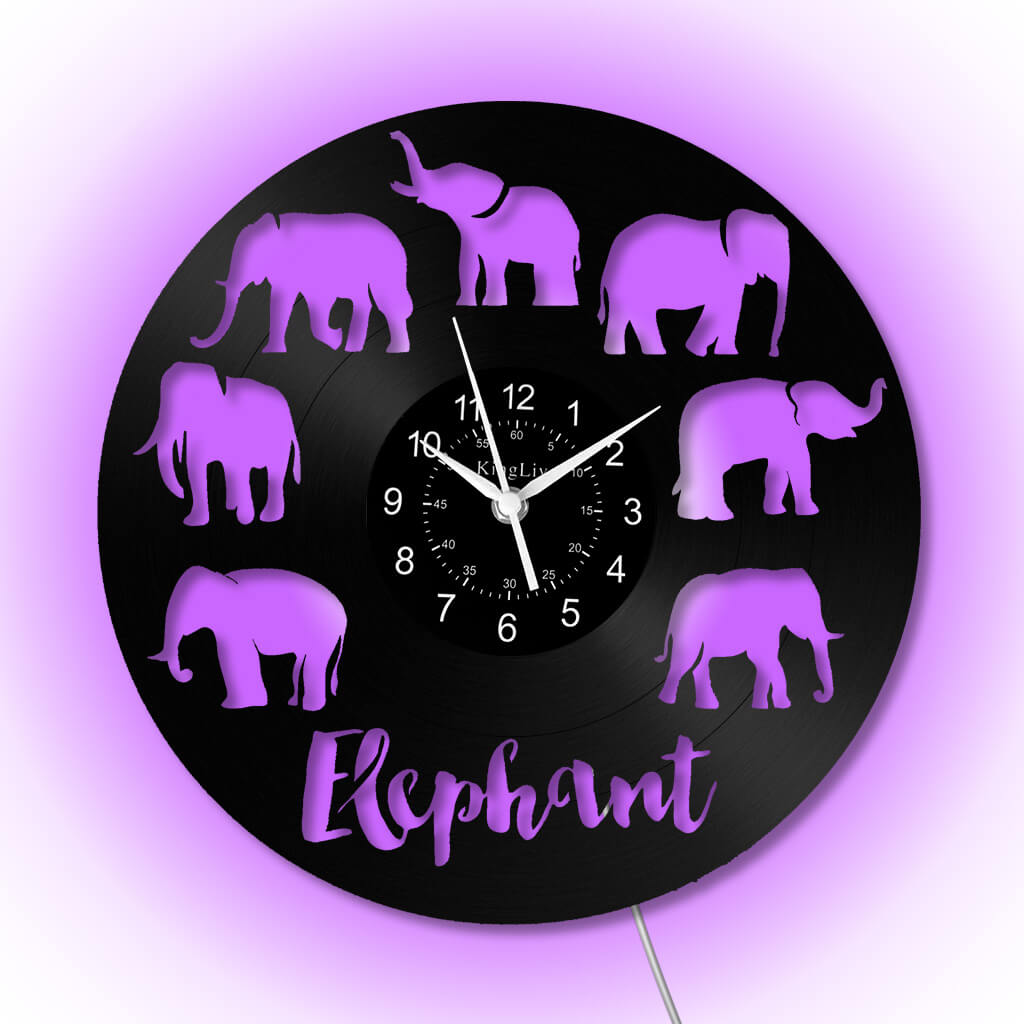 LED Vinyl Wall Clock | Elephant | 12'' | 0295WPB