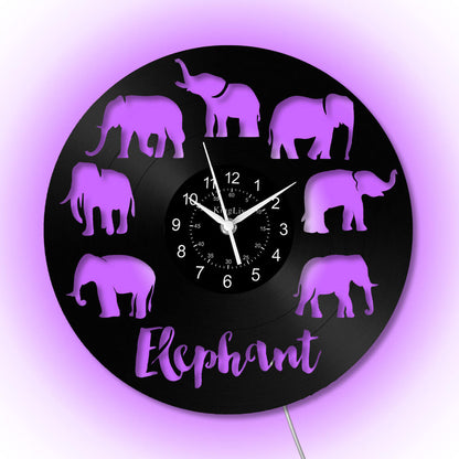 LED Vinyl Wall Clock | Elephant | 12''