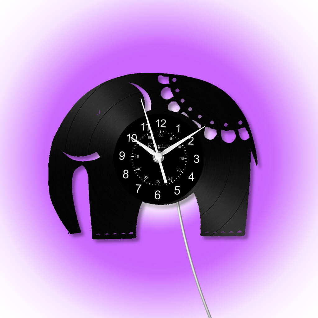 LED Vinyl Wall Clock | Elephant | 12''