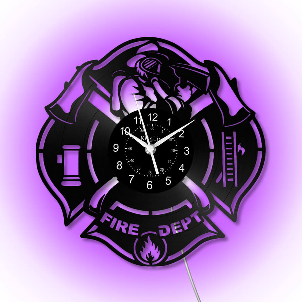 LED Vinyl Wall Clock | Fire Department | 12'' | 0302WPB