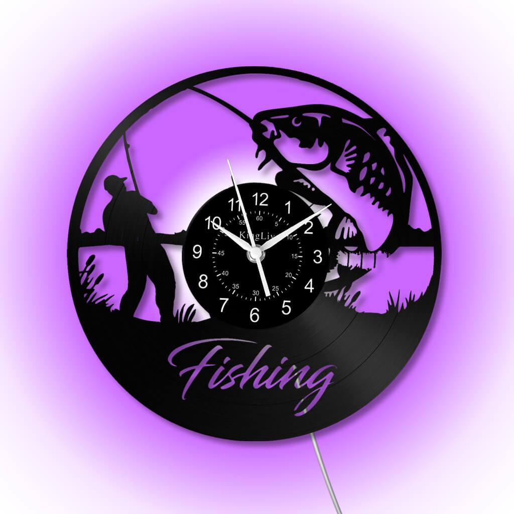 LED Vinyl Wall Clock | Fishing | 12'' | 0062WPB