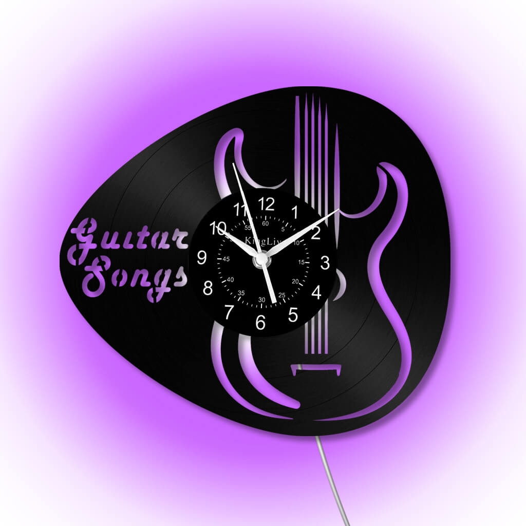 LED Vinyl Wall Clock | Guitar Songs| 12'' | 0266WPB