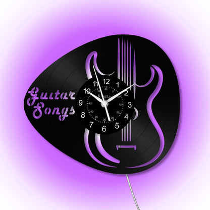 LED Vinyl Wall Clock | Guitar Songs| 12'' | 0266WPB