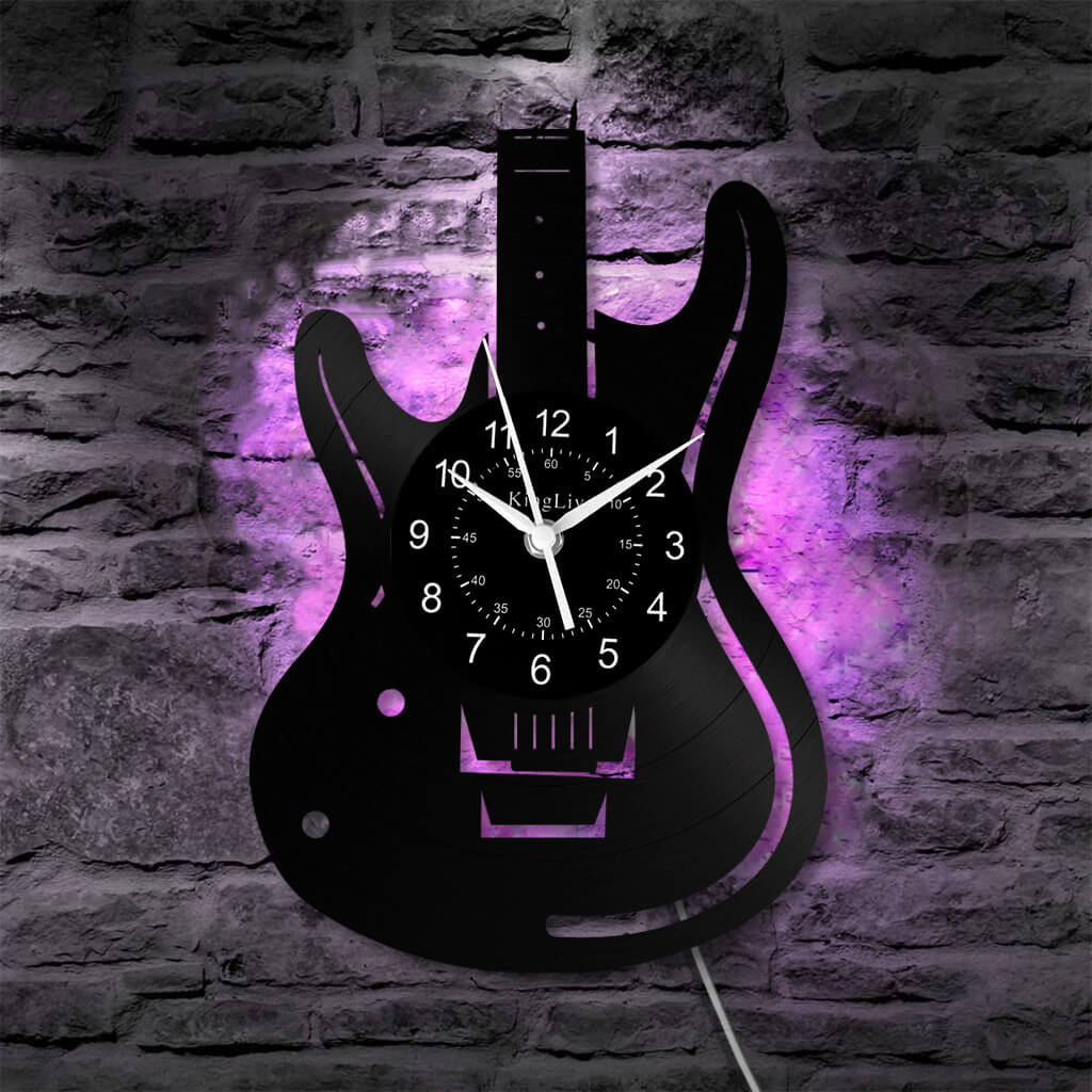 LED Vinyl Wall Clock | Guitar Music | 12''