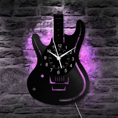 LED Vinyl Wall Clock | Guitar Music | 12''