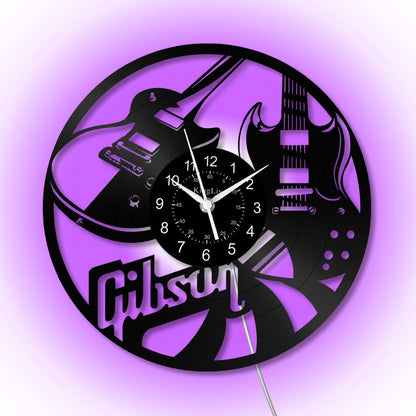 LED Vinyl Wall Clock | Guitar Music | 12''