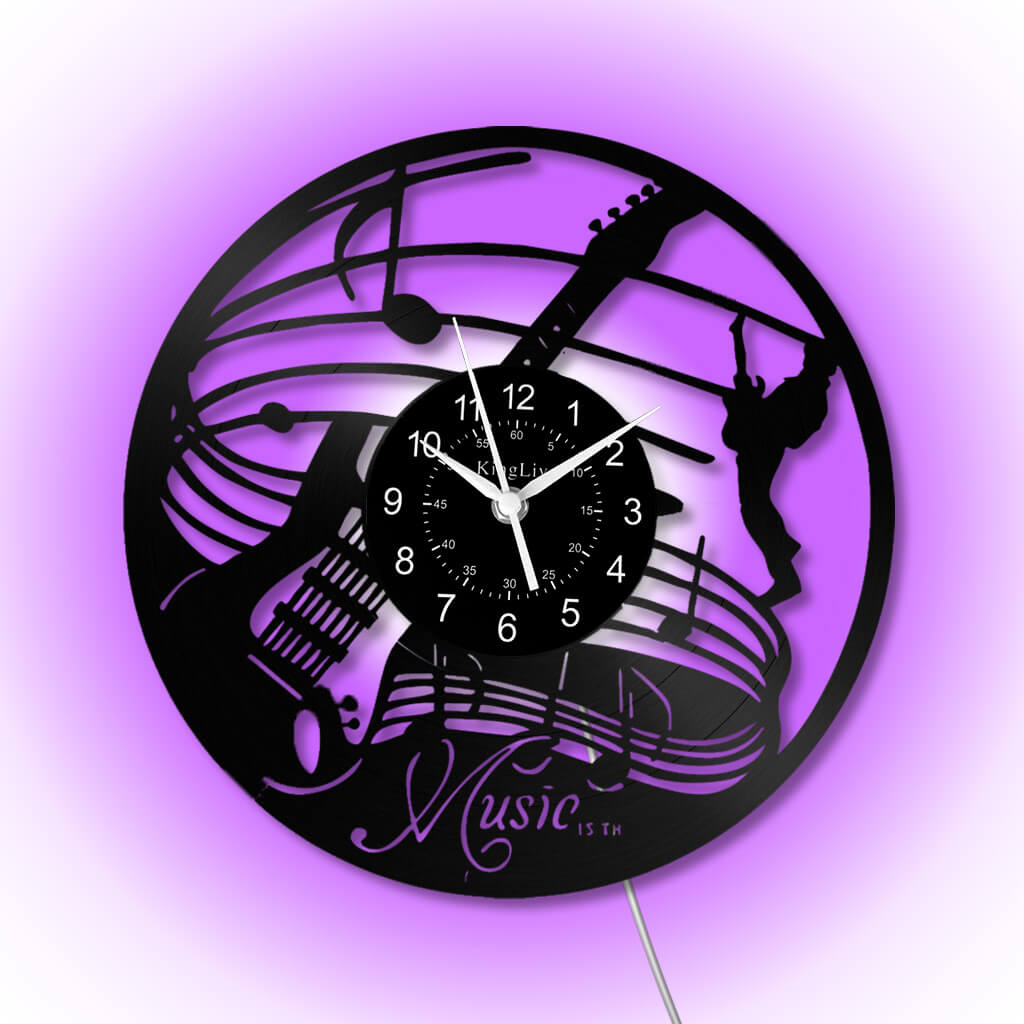 LED Vinyl Wall Clock | Guitar Music | 12''