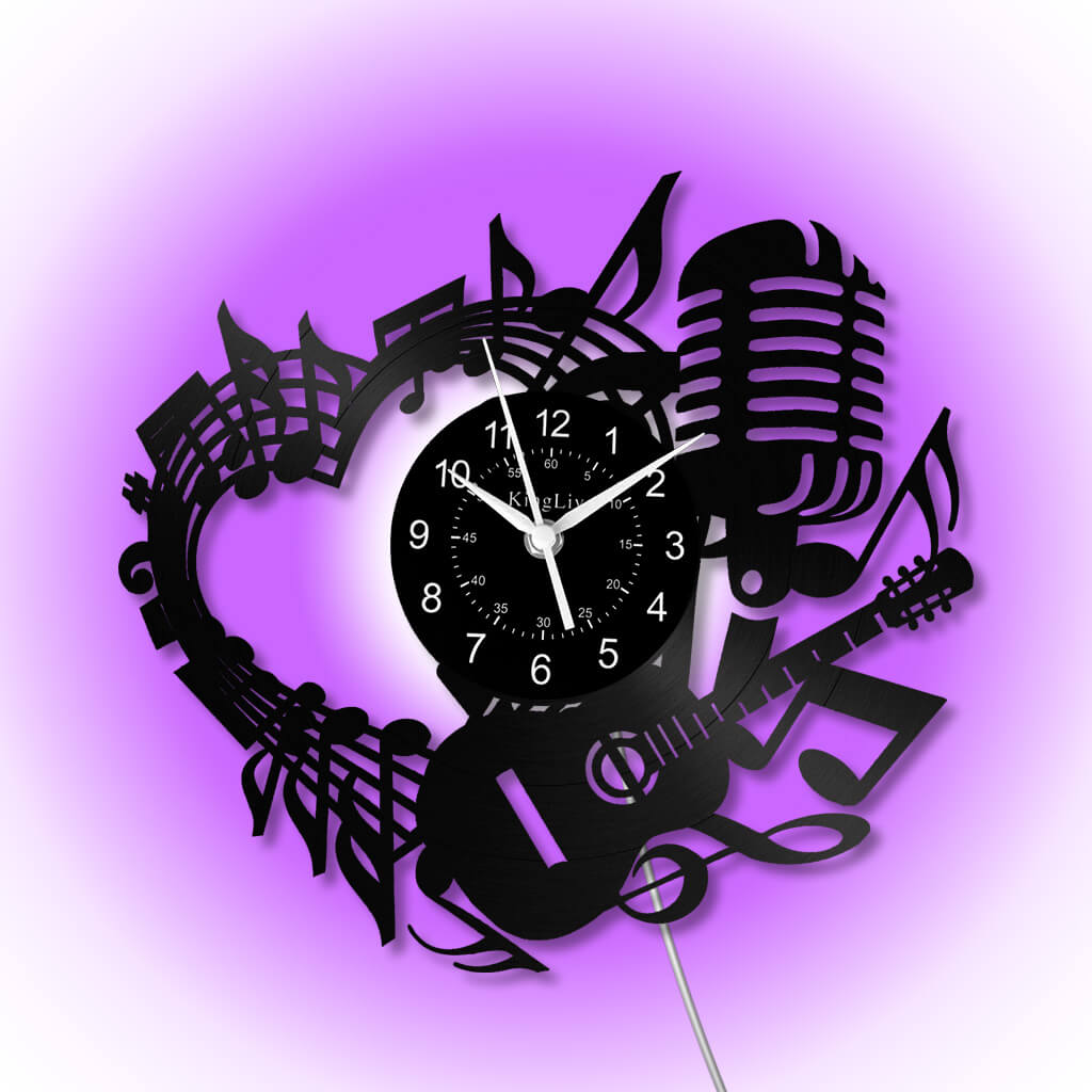LED Vinyl Wall Clock | Guitar Music | 12'' | 0215WPB
