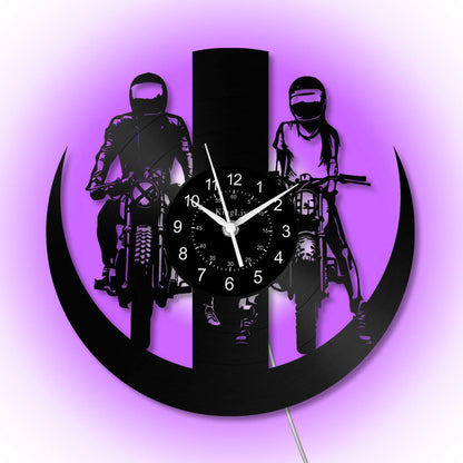 LED Vinyl Wall Clock | Dirt Bike Motocross | 12'' | 0287WPB
