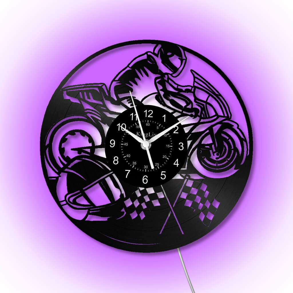 LED Vinyl Wall Clock | Motorcycle | 12'' | 0189WPB