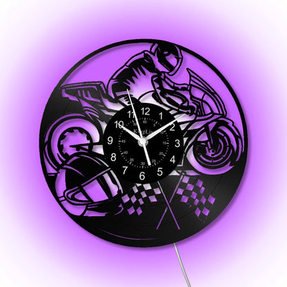 LED Vinyl Wall Clock | Motorcycle | 12'' | 0189WPB