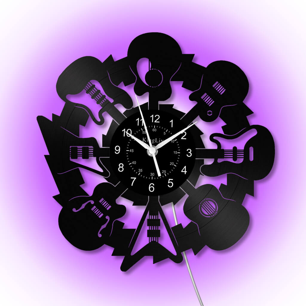 LED Vinyl Wall Clock | Guitar Music | 12''