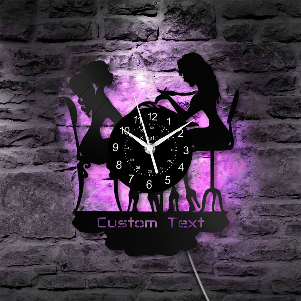 LED Vinyl Wall Clock | Nail Salon | Barber Shop | 12''