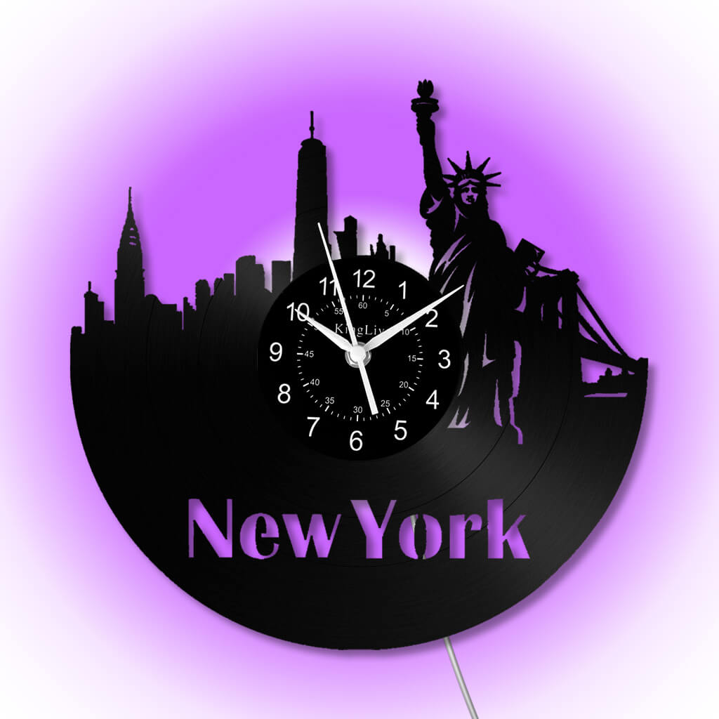 LED Vinyl Wall Clock | New York | 0205WPBN