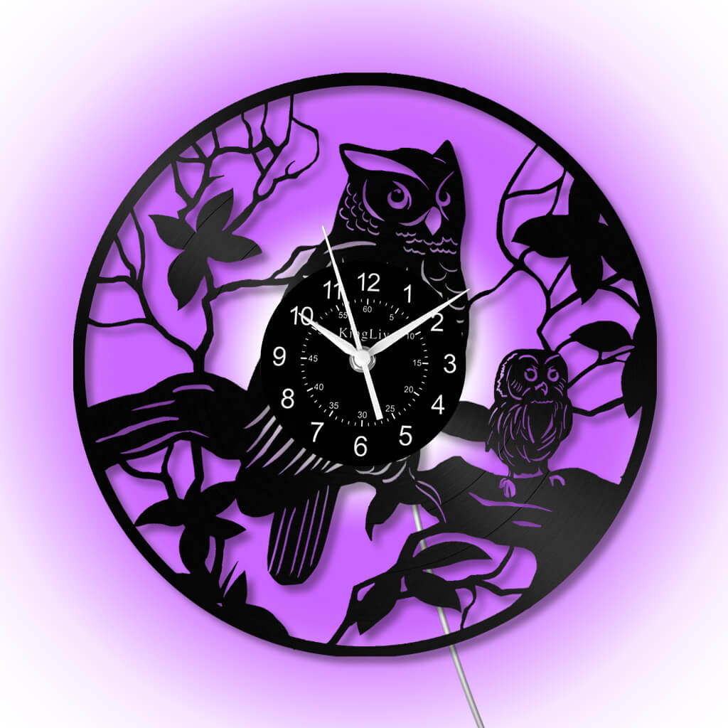 LED Vinyl Wall Clock | Owl | 12'' | 0304WPB