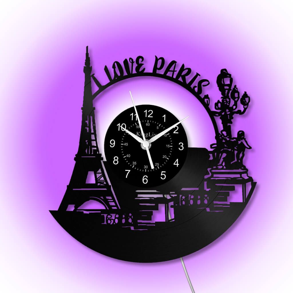 LED Vinyl Wall Clock | Paris Eiffel Tower | 12'' | 0271WPB