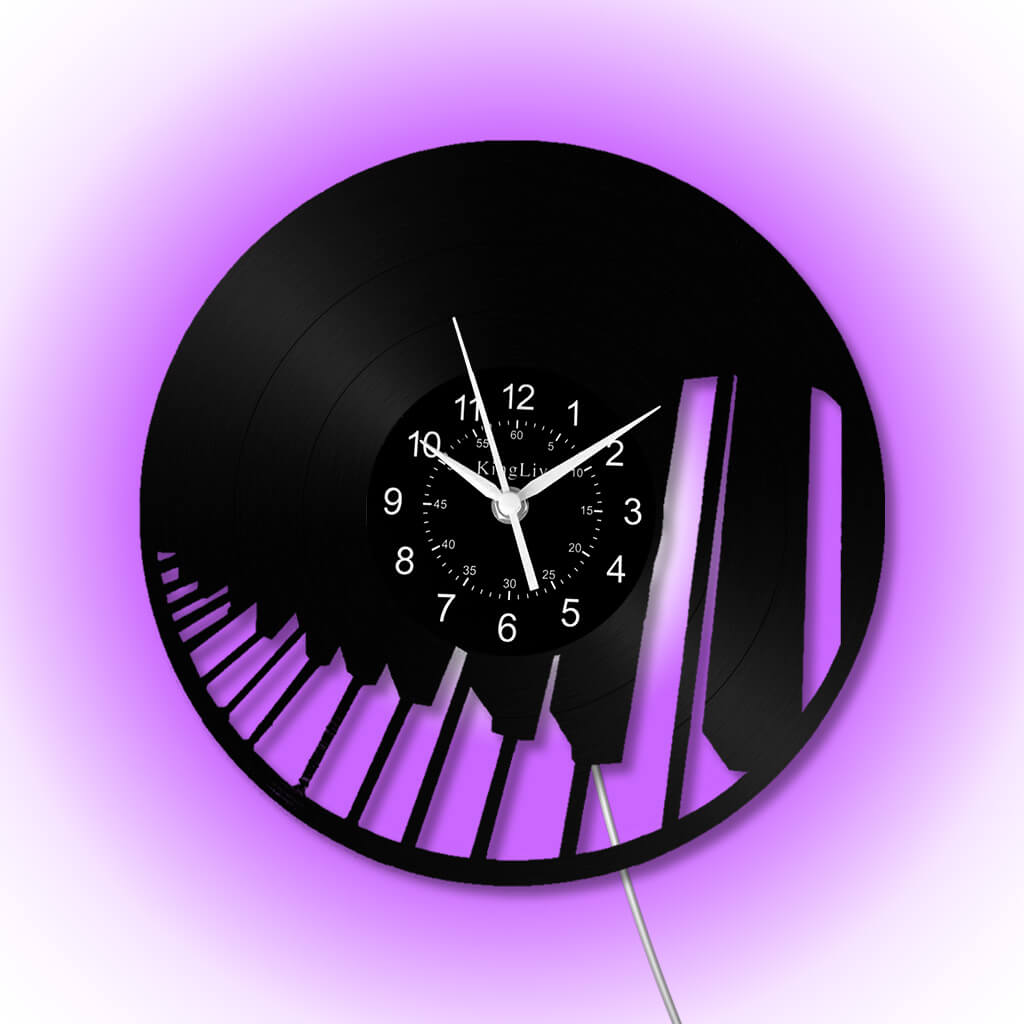 LED Vinyl Wall Clock | Piano Music Note | 12''