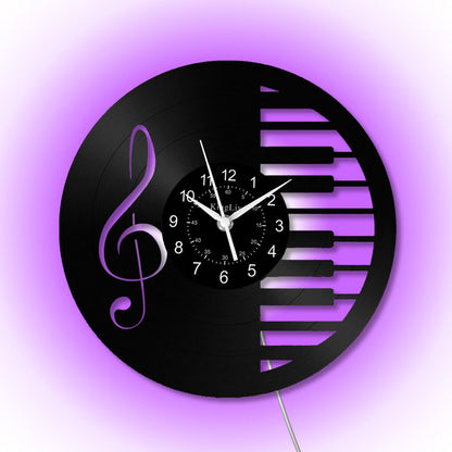 LED Vinyl Wall Clock | Piano Music Note | 12''