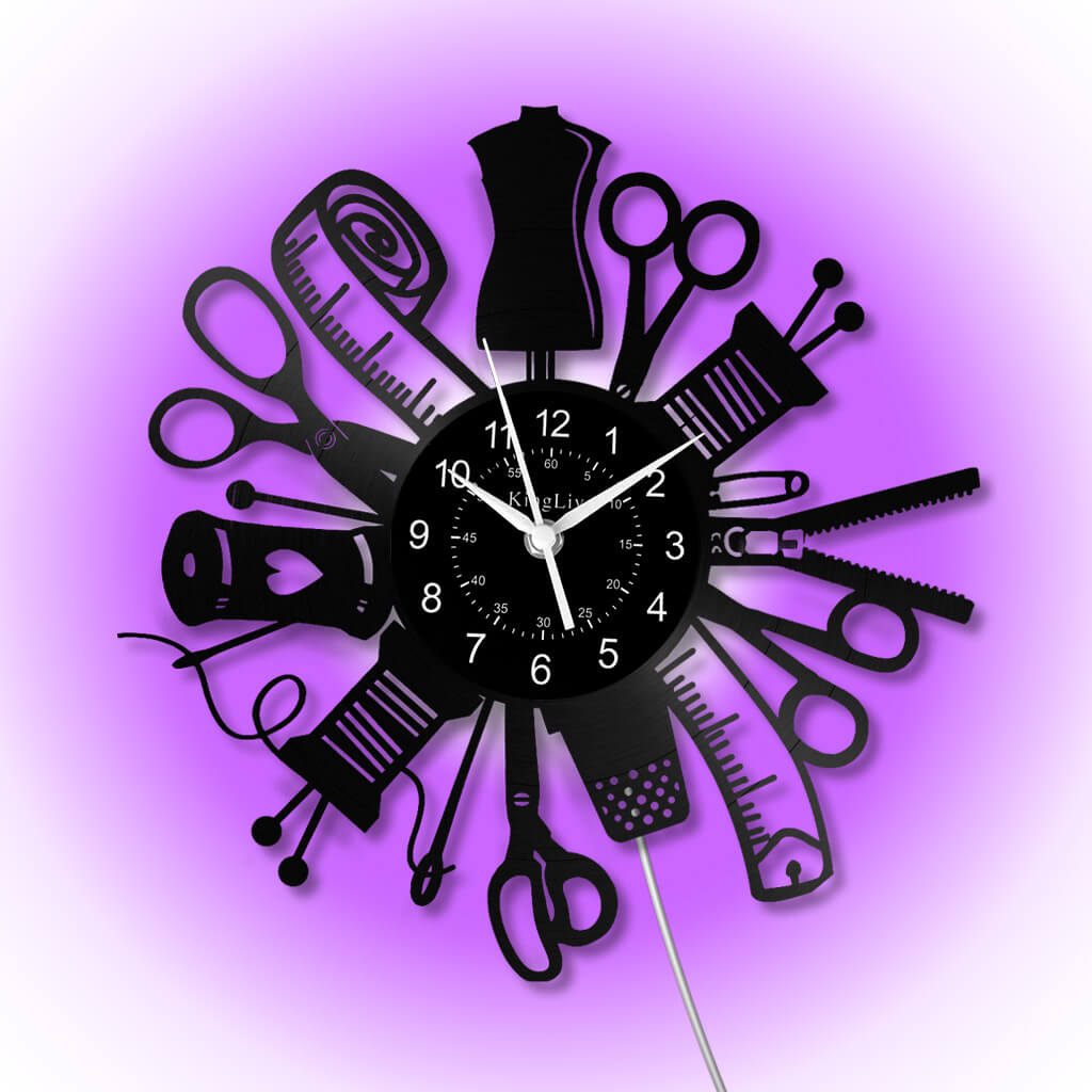 LED Vinyl Wall Clock | Sewing | 12'' | 0211WPB