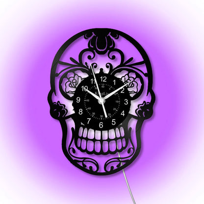LED Vinyl Wall Clock | Skull | 12'' | 0108WPB