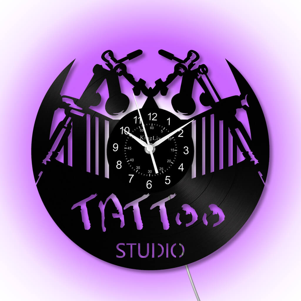 LED Vinyl Wall Clock | Tattoo Studio | 12'' | 0232WPB