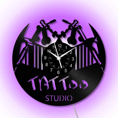 LED Vinyl Wall Clock | Tattoo Studio | 12'' | 0232WPB