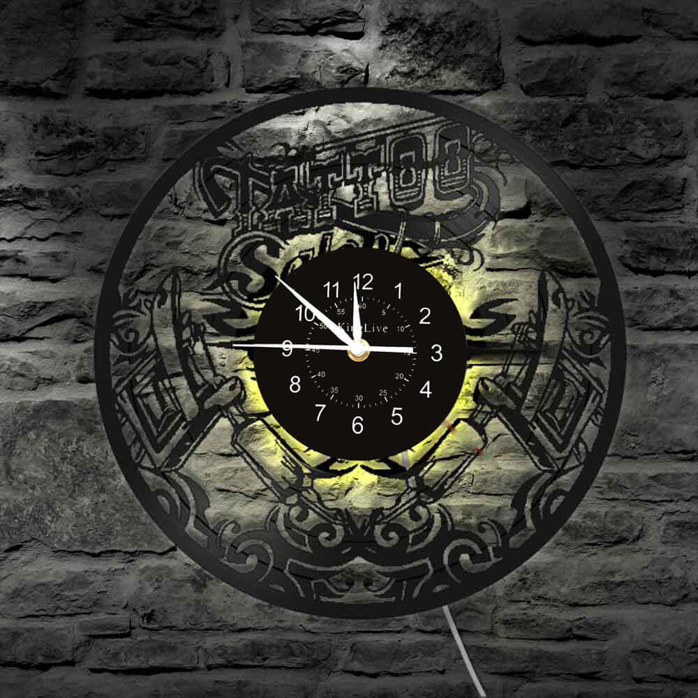 Tattoo Studio Led Vinyl Record Wall Clock