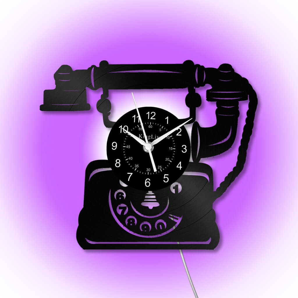 LED Vinyl Wall Clock | Telephone | 12'' | 0288WPB