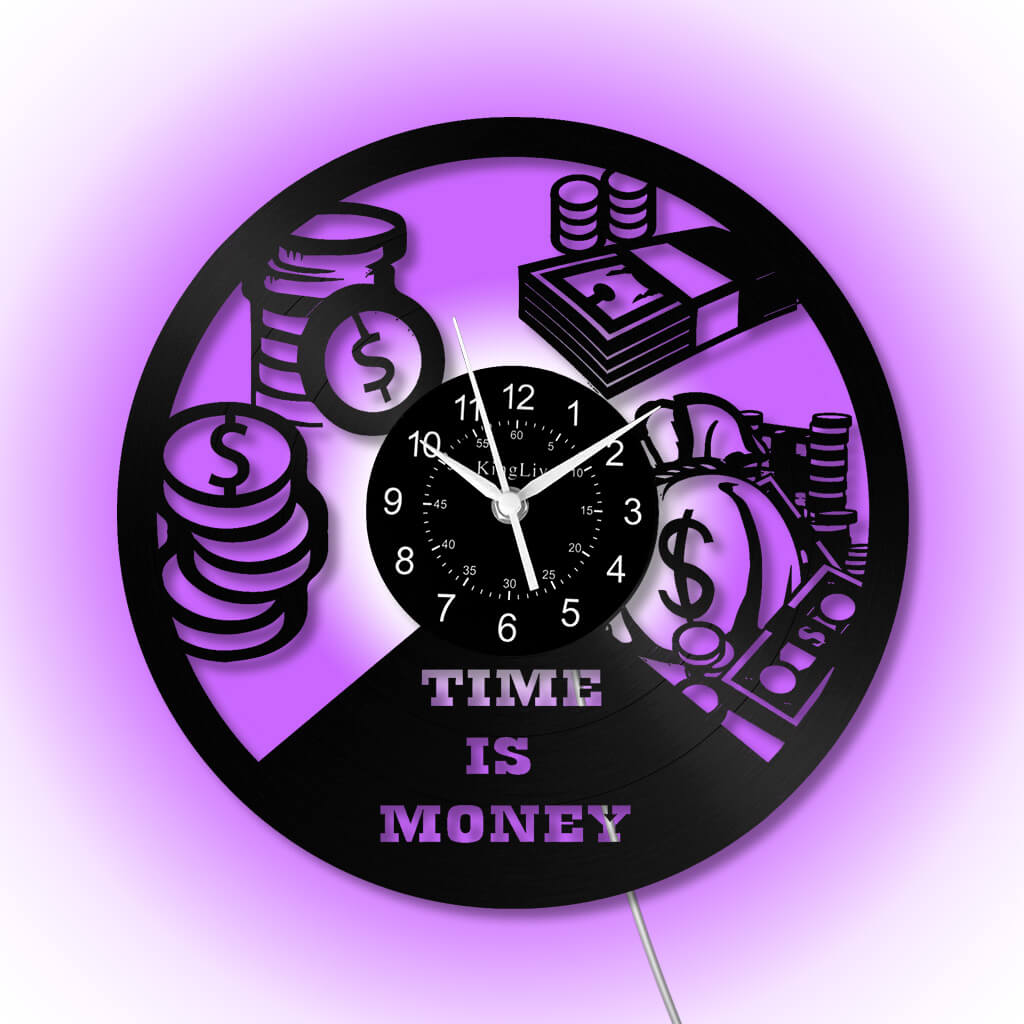 LED Vinyl Wall Clock | Time is Money | 12'' | 0270WPB