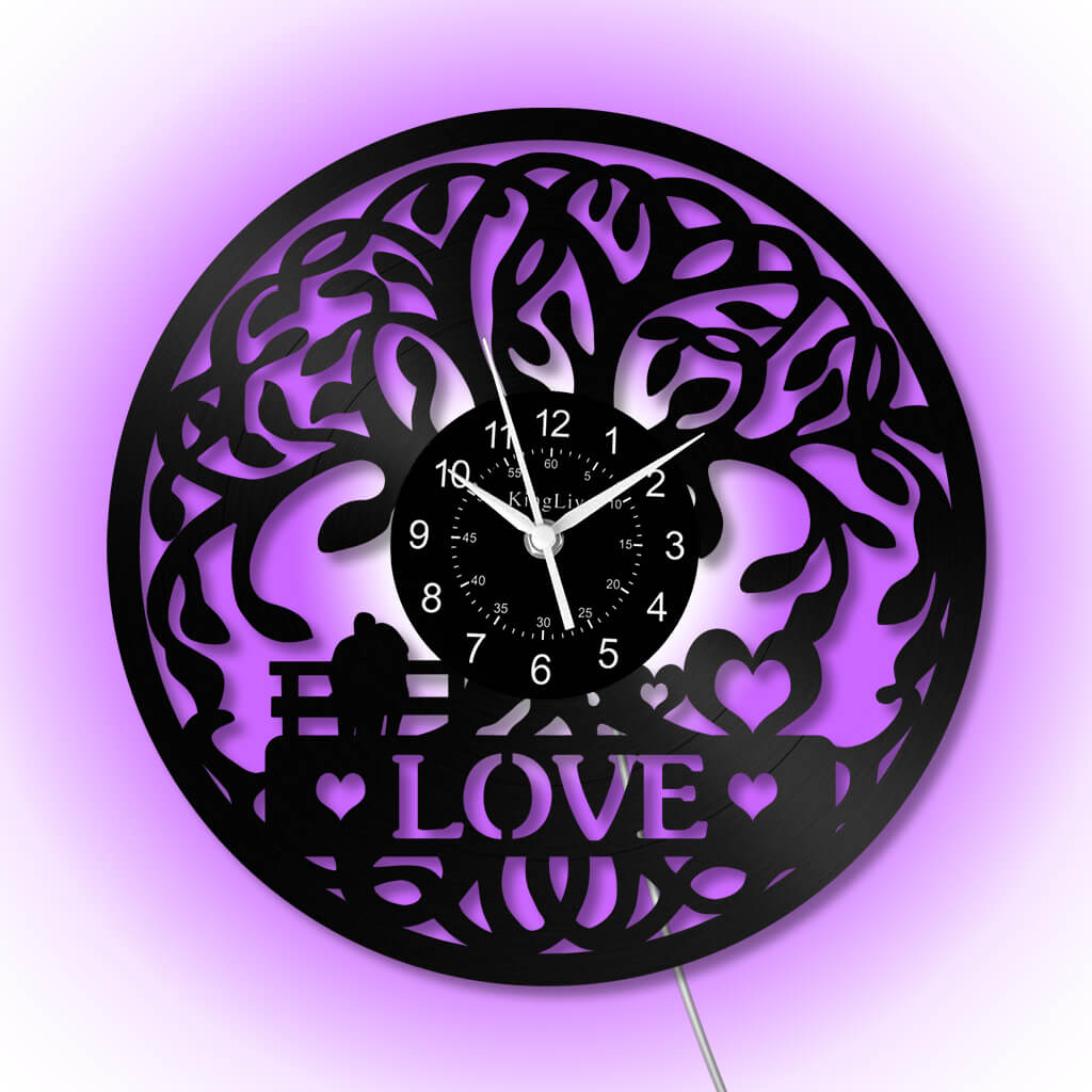 LED Vinyl Wall Clock | Tree of Love | 12'' | 0305WPB